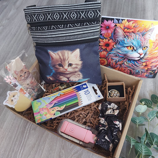 Cats & Books Lover Gift Box | Cosy Gift for Cat Fans  Who Love Reading — Includes Colouring Book | Bookmarks | and More