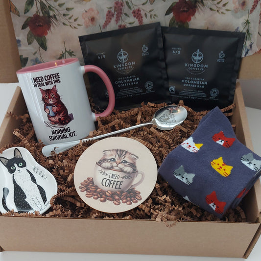 Cat & Coffee Lover Gift Box | Cosy Cat-Themed Coffee Set – Perfect Gift for Cat & Coffee Lovers